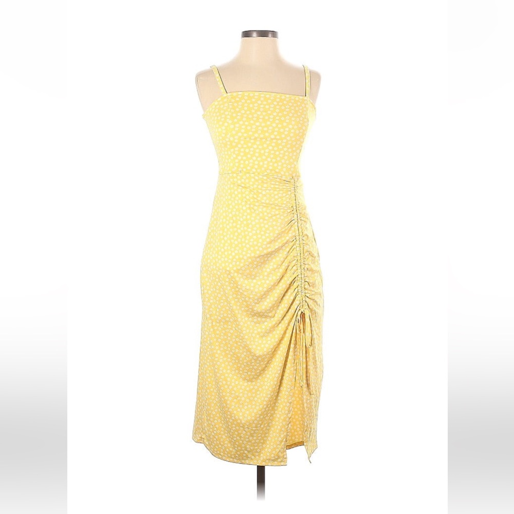 Hollister floral yellow midi dress